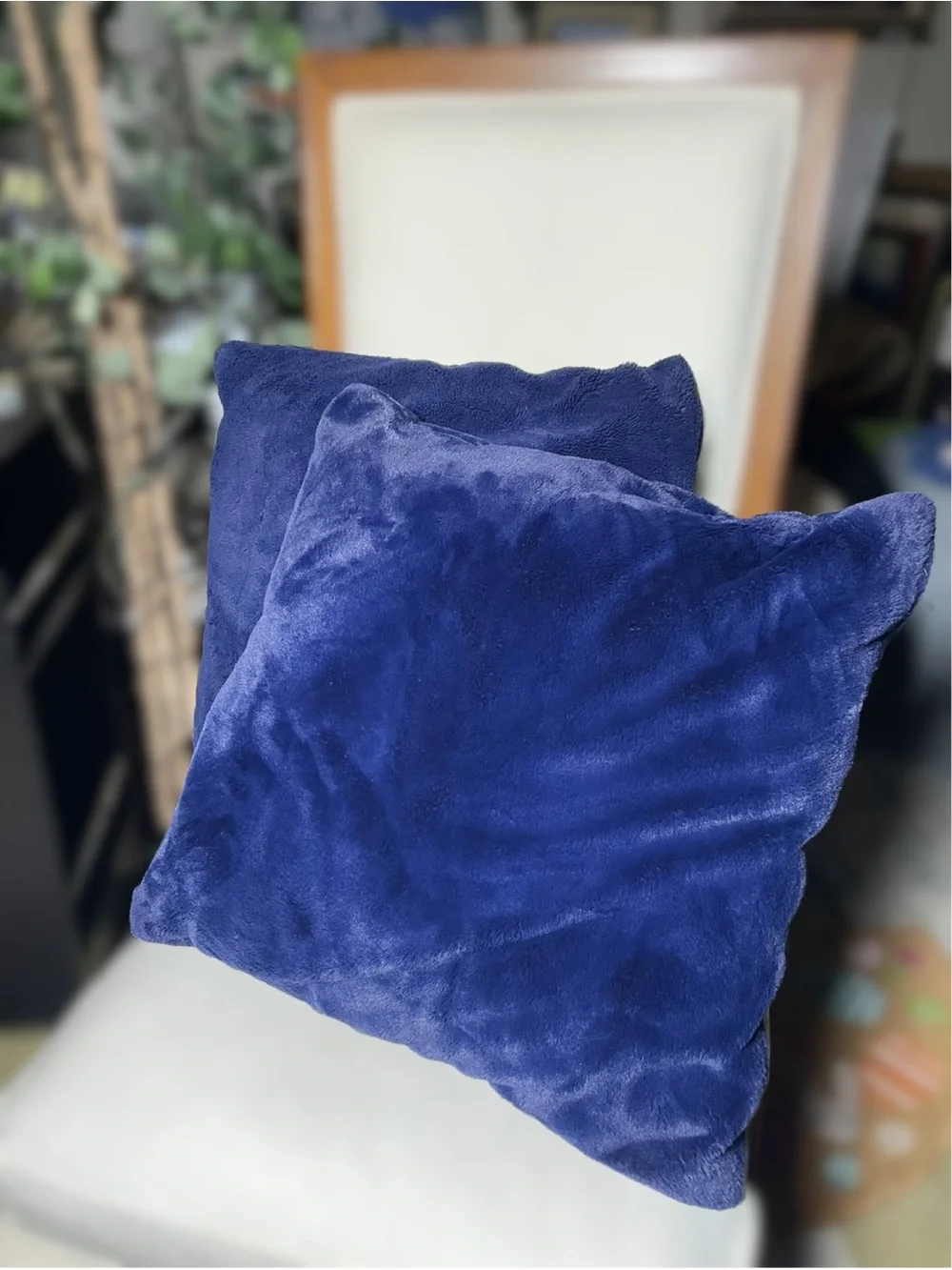 Royal Blue Velvety Soft 22” Throw Pillows - Set of 2